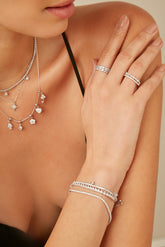Silver Bright Star Necklace, White Rhodium, Premium Cubic Zirconia  + Give Joy Gift